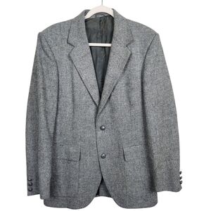 Farah WFF Designer Line Vintage 100% Wool Grey Tweed Blazer Jacket Mens 40 Reg